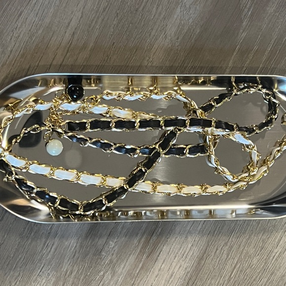 Faux leather Chain Bracelet with Semi Precious & Gold Tone *FIRM PRICE - Picture 1 of 1